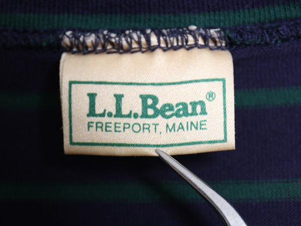 80s USA製 エルエルビーン モックネック ボーダー 長袖 Tシャツ メンズ M / ヴィンテージ ロンT ストレッチ コットン カットソー インナー