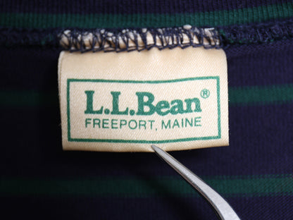 80s USA製 エルエルビーン モックネック ボーダー 長袖 Tシャツ メンズ M / ヴィンテージ ロンT ストレッチ コットン カットソー インナー
