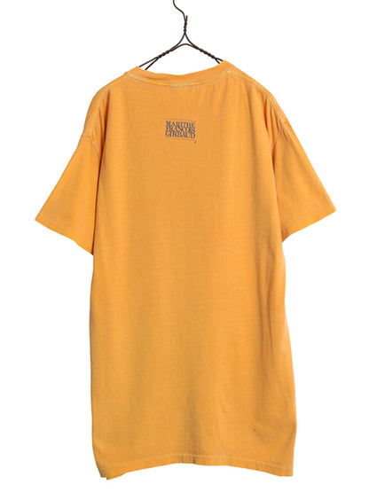 90s ☆ マリテフランソワジルボー オーバル ロゴ プリント Tシャツ メンズ L 程 / 古着 オールド 当時物 Y2K シングルステッチ マスタード