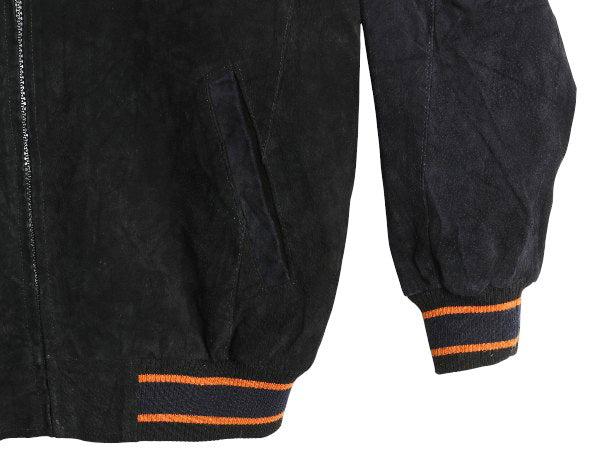 ベアーズ 本革 ヌバック レザー ジャケット メンズ M / NFL オフィシャル 中綿 スタジャン アメフト 革ジャン ブルゾン アワード ブラック