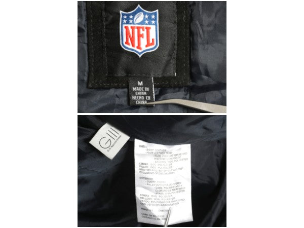 ベアーズ 本革 ヌバック レザー ジャケット メンズ M / NFL オフィシャル 中綿 スタジャン アメフト 革ジャン ブルゾン アワード ブラック