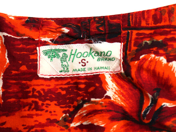 60s 70s ハワイ製 HOOKANO ノースリーブ 花柄 ワンピース レディース S / ヴィンテージ ハワイアン アロハ リゾート ミモレ丈 プルオーバー