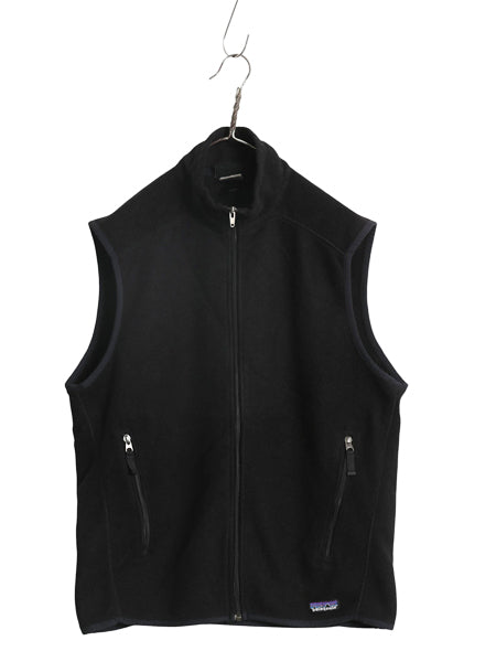 パタゴニア シンチラ フリース ベスト メンズ M 古着 10年製 アウトドア ハイネック フルジップ ノースリーブ 前開き 重ね着 黒 シンプル
