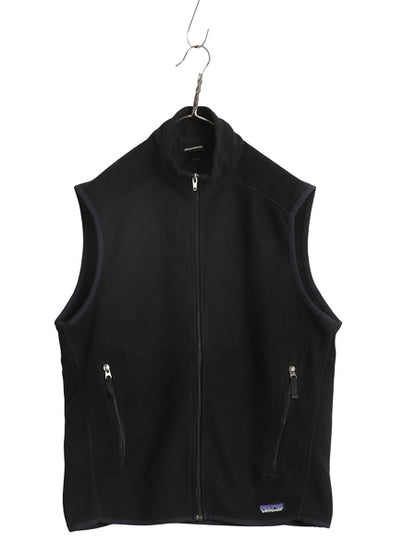 パタゴニア シンチラ フリース ベスト メンズ M 古着 10年製 アウトドア ハイネック フルジップ ノースリーブ 前開き 重ね着 黒 シンプル