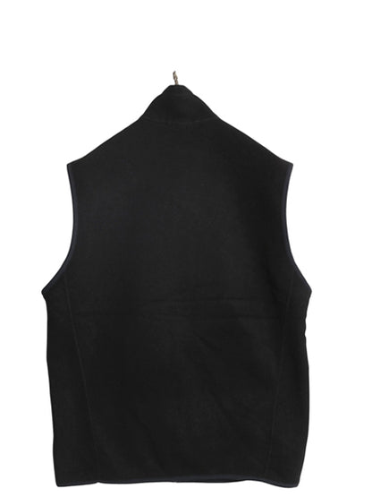 パタゴニア シンチラ フリース ベスト メンズ M 古着 10年製 アウトドア ハイネック フルジップ ノースリーブ 前開き 重ね着 黒 シンプル