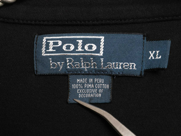 00s ポロ ラルフローレン ハーフジップ 長袖 Tシャツ メンズ XL / オールド ペルー製 ピマ コットン ロンT スムース 大きいサイズ ブラック