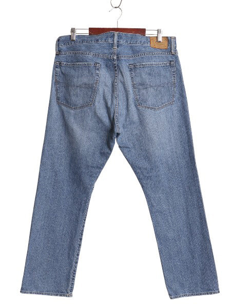 ポロ ラルフローレン デニム パンツ メンズ 36 30 / 古着 ヴィンテージ 加工 ジーンズ ジーパン ストレート 革パッチ ボトムス ヒゲ アタリ