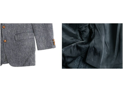 80s USA製 ハリスツイード テーラード ジャケット メンズ M 程/ ヴィンテージ ブレザー ウール ツイード ヘリンボーン ストライプ トラッド