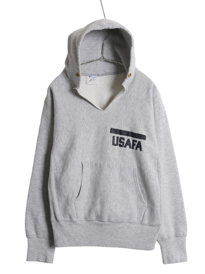 80s ★ チャンピオン リバースウィーブ USAFA プリント スウェット パーカー メンズ M 古着 ヴィンテージ USA製 ミリタリー 軍物 フード 灰