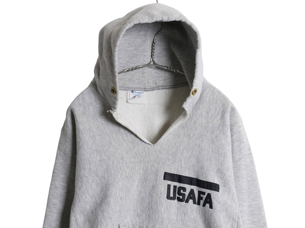 80s ★ チャンピオン リバースウィーブ USAFA プリント スウェット パーカー メンズ M 古着 ヴィンテージ USA製 ミリタリー 軍物 フード 灰