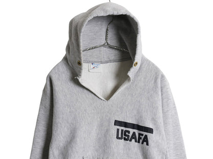 80s ★ チャンピオン リバースウィーブ USAFA プリント スウェット パーカー メンズ M 古着 ヴィンテージ USA製 ミリタリー 軍物 フード 灰