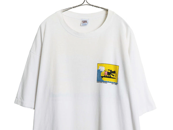 90s USA製 アート イラスト 両面 プリント Tシャツ メンズ XL / オールド サーフ ハワイアン グラフィック シングルステッチ 大きいサイズ