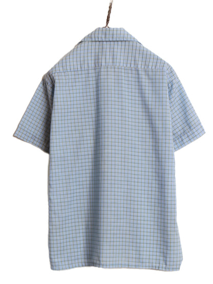 70s ★ Di Lido チェック 半袖 シャツ メンズ S ヴィンテージ オープンカラー 開襟 ボックス ポケット付き シワになりにくい マルチカラー