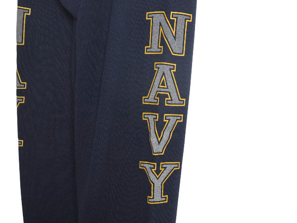 90s USA製 US NAVY プリント スウェット トレーニング パンツ メンズ M / 古着 オールド ミリタリー 裏起毛 トレーナー 軍物 ネイビー USN