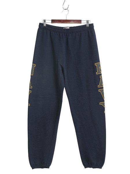 90s USA製 US NAVY プリント スウェット トレーニング パンツ メンズ M / 古着 オールド ミリタリー 裏起毛 トレーナー 軍物 ネイビー USN