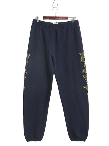 90s USA製 US NAVY プリント スウェット トレーニング パンツ メンズ M / 古着 オールド ミリタリー 裏起毛 トレーナー 軍物 ネイビー USN