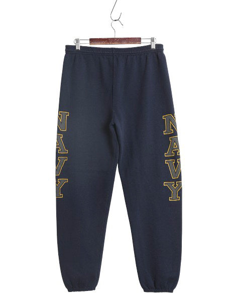 90s USA製 US NAVY プリント スウェット トレーニング パンツ メンズ M / 古着 オールド ミリタリー 裏起毛 トレーナー 軍物 ネイビー USN