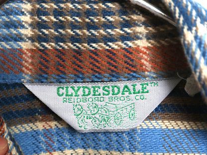 70s ★ CLYDESDALE チェック ヘビー フランネル シャツ メンズ L 程/ 古着 ヴィンテージ コットン ネルシャツ 長袖シャツ ヘビーウェイト 