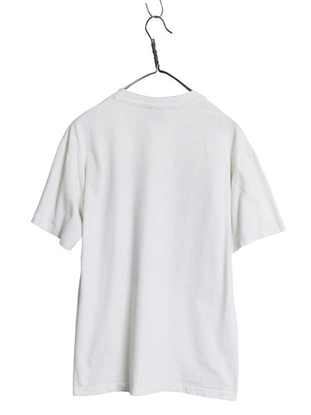 90s アート イラスト プリント Tシャツ M 小さめ メンズ S 程/ オールド メッセージ キース ヘリング パロディ シングルステッチ ホワイト