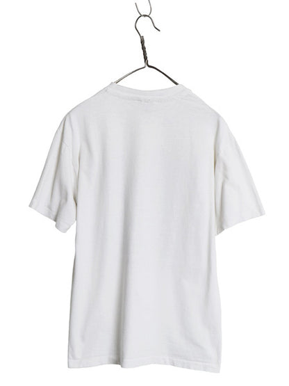 90s アート イラスト プリント Tシャツ M 小さめ メンズ S 程/ オールド メッセージ キース ヘリング パロディ シングルステッチ ホワイト