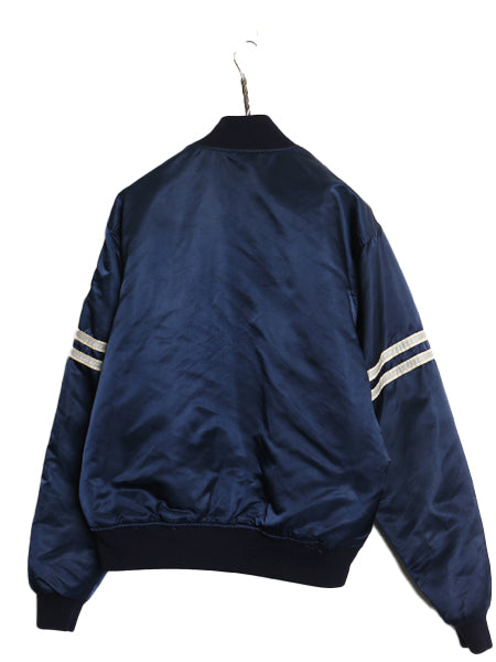90s USA製 カウボーイズ ナイロン サテン スタジャン メンズ L / オールド スターター NFL オフィシャル 中綿 ライナー 付き アメフト 紺