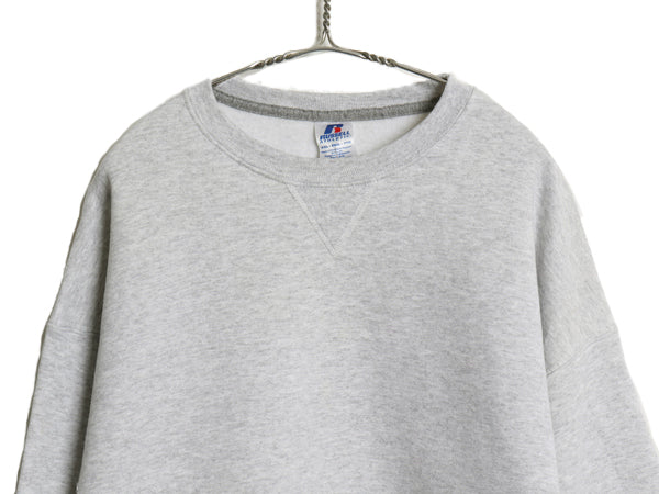00s ラッセル 無地 スウェット メンズ レディース XXL オールド トレーナー 前V 裏起毛 ワンポイント クルーネック 大きいサイズ シンプル