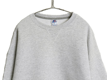 00s ラッセル 無地 スウェット メンズ レディース XXL オールド トレーナー 前V 裏起毛 ワンポイント クルーネック 大きいサイズ シンプル