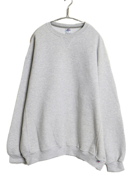 00s ラッセル 無地 スウェット メンズ レディース XXL オールド トレーナー 前V 裏起毛 ワンポイント クルーネック 大きいサイズ シンプル