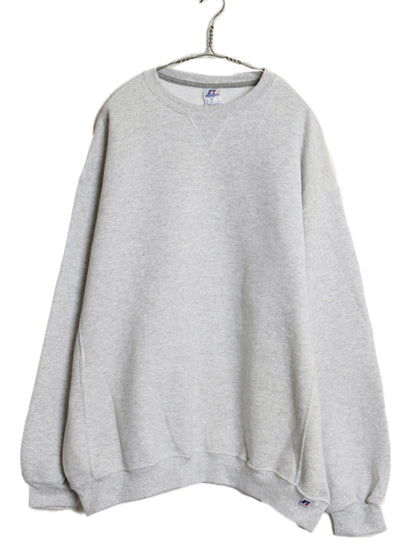 00s ラッセル 無地 スウェット メンズ レディース XXL オールド トレーナー 前V 裏起毛 ワンポイント クルーネック 大きいサイズ シンプル