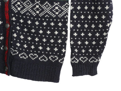 80s USA製 エルエルビーン ノルディック ニット カーディガン レディース M ヴィンテージ ウール セーター 前開き 羽織り バーズアイ 総柄