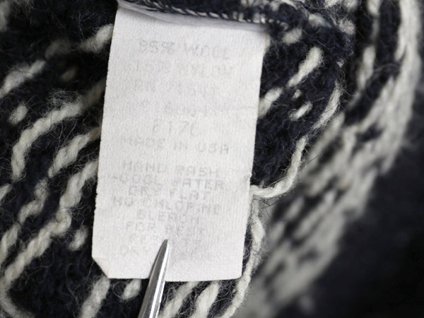 80s USA製 エルエルビーン ノルディック ニット カーディガン レディース M ヴィンテージ ウール セーター 前開き 羽織り バーズアイ 総柄