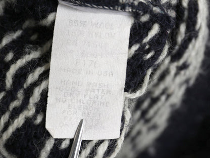 80s USA製 エルエルビーン ノルディック ニット カーディガン レディース M ヴィンテージ ウール セーター 前開き 羽織り バーズアイ 総柄