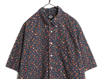 90s ドッカーズ リーバイス 花柄 半袖 ボタンダウン シャツ メンズ XL 古着 オールド コットン 半袖シャツ 総柄 大きいサイズ マルチカラー