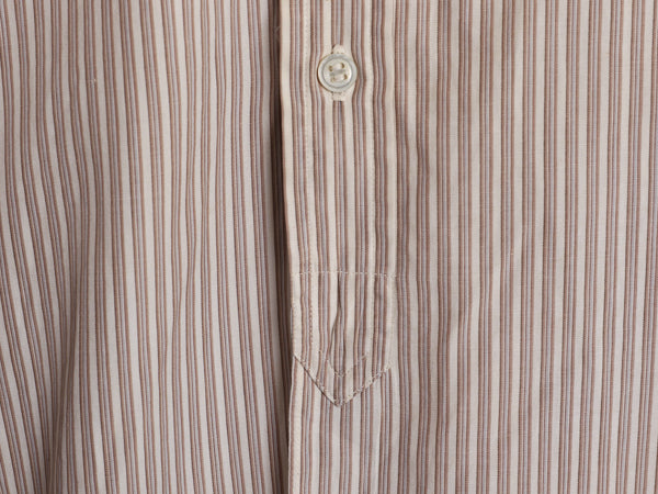 20s 30s ★ バンドカラー ストライプ ドレス シャツ メンズ L ヴィンテージ アンティーク ノーカラー クレリック 付け襟 マチ付き グランパ