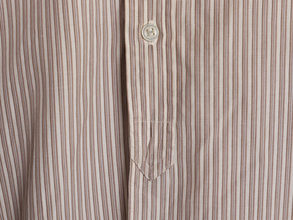 20s 30s ★ バンドカラー ストライプ ドレス シャツ メンズ L ヴィンテージ アンティーク ノーカラー クレリック 付け襟 マチ付き グランパ