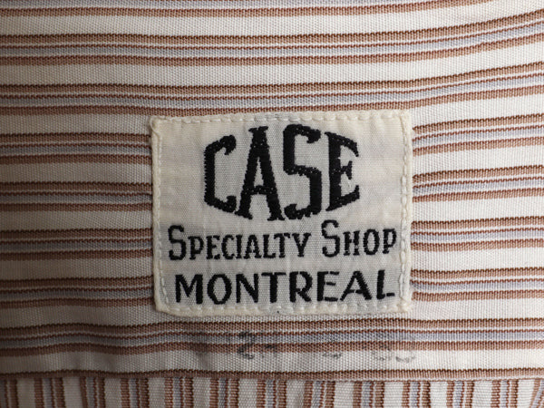 20s 30s ★ バンドカラー ストライプ ドレス シャツ メンズ L ヴィンテージ アンティーク ノーカラー クレリック 付け襟 マチ付き グランパ