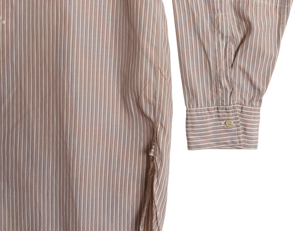 20s 30s ★ バンドカラー ストライプ ドレス シャツ メンズ L ヴィンテージ アンティーク ノーカラー クレリック 付け襟 マチ付き グランパ