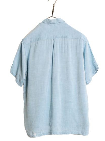 60s ★ BLANCE ハーフジップ ボタンダウン 半袖 シャツ メンズ M / 古着 ヴィンテージ レーヨン BD プルオーバー ボックス サックス 無地