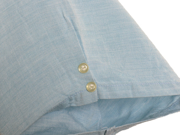 60s ★ BLANCE ハーフジップ ボタンダウン 半袖 シャツ メンズ M / 古着 ヴィンテージ レーヨン BD プルオーバー ボックス サックス 無地