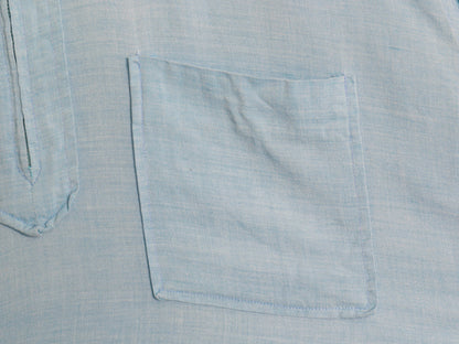 60s ★ BLANCE ハーフジップ ボタンダウン 半袖 シャツ メンズ M / 古着 ヴィンテージ レーヨン BD プルオーバー ボックス サックス 無地