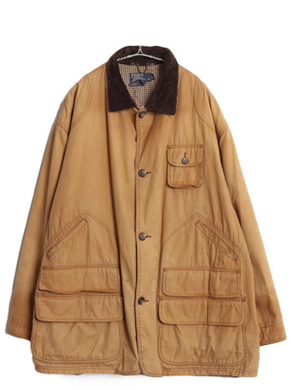 90s ポロ ラルフローレン ハンティング ジャケット メンズ XL / オールド カバーオール ハーフ コート チェック ライナー付き 大きいサイズ