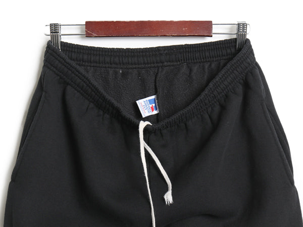 90s USA製 ラッセル 無地 スウェット パンツ メンズ レディース XL オールド 裏起毛 トレーナー イージーパンツ ブランク ポケット付き 黒