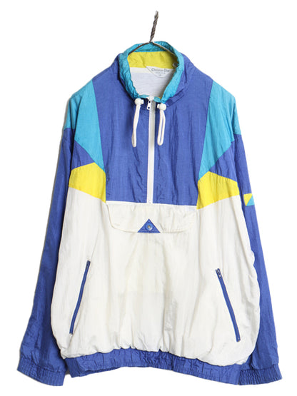 80s クリスチャンディオール ナイロン トラック ジャケット メンズ M / 古着 ヴィンテージ プルオーバー ハーフジップ ウィンドブレーカー 