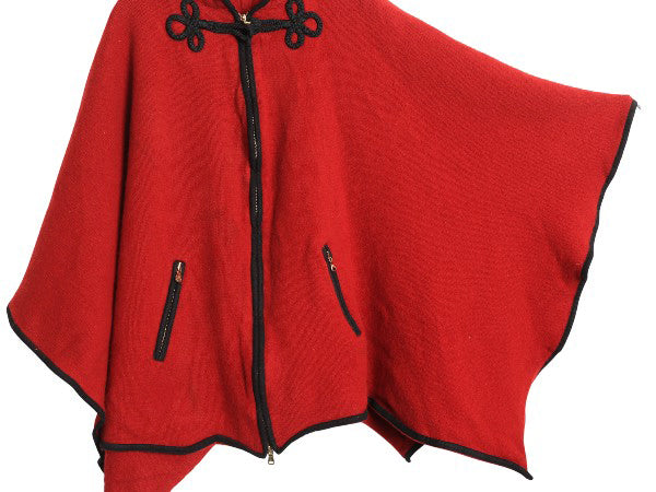 90s ローレン ラルフローレン ウール ニット ポンチョ レディース L XL / オールド フルジップ ケープ ジャケット パーカー 大きいサイズ