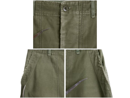 60s ★ 米軍実物 US ARMY コットン サテン ベイカー パンツ 実寸 28 31 程 ヴィンテージ アジャスター付き ファティーグ ユーティリティ 緑