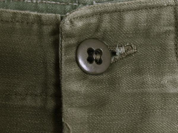 60s ★ 米軍実物 US ARMY コットン サテン ベイカー パンツ 実寸 28 31 程 ヴィンテージ アジャスター付き ファティーグ ユーティリティ 緑