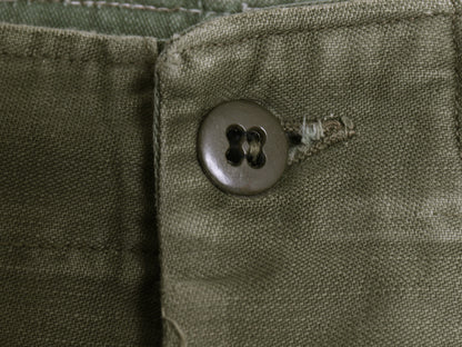 60s ★ 米軍実物 US ARMY コットン サテン ベイカー パンツ 実寸 28 31 程 ヴィンテージ アジャスター付き ファティーグ ユーティリティ 緑