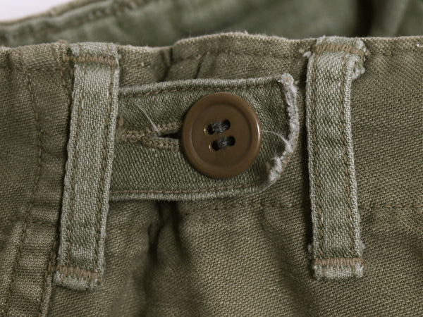 60s ★ 米軍実物 US ARMY コットン サテン ベイカー パンツ 実寸 28 31 程 ヴィンテージ アジャスター付き ファティーグ ユーティリティ 緑