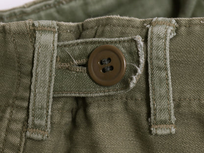 60s ★ 米軍実物 US ARMY コットン サテン ベイカー パンツ 実寸 28 31 程 ヴィンテージ アジャスター付き ファティーグ ユーティリティ 緑