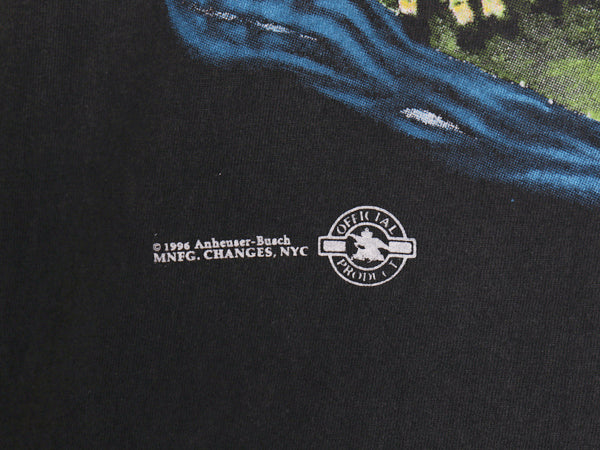 90s USA製 ★ バドワイザー カエル イラスト プリント Tシャツ メンズ L / 古着 オールド グラフィック ビール 企業物 当時物 アニマル 黒